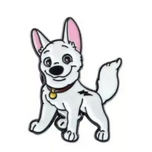Bolt Volt White Dog Enamel Pin - Cute and Collectible Cartoon Dog Lapel Brooch Gift