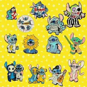 Lilo and Stitch Characters Variations Enamel Pin Badge Brooch Gift Selection Cartoon Tale Blue Monster 626 Experiments Bag Accessories