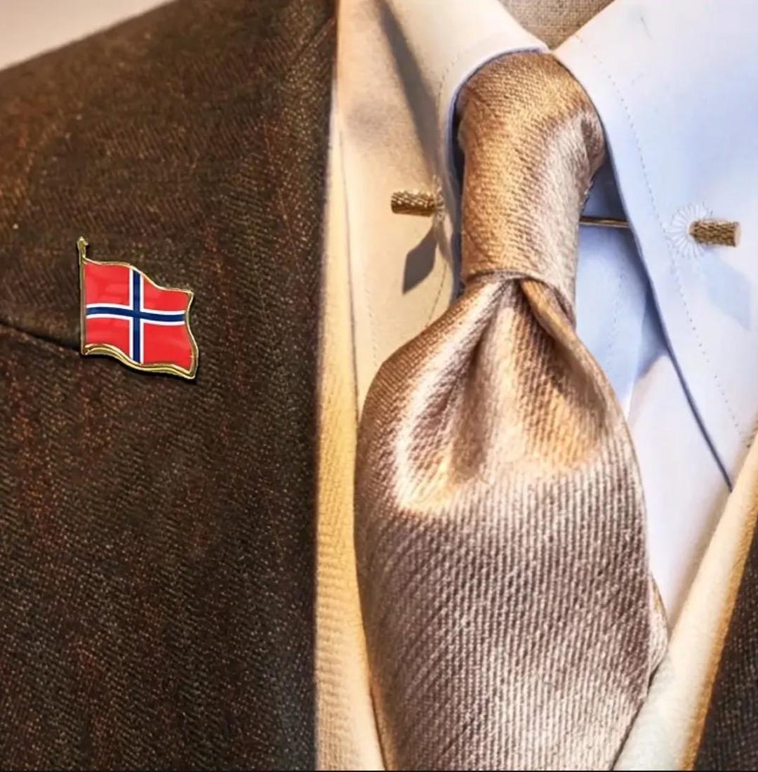 Norwegian Ruck Pin Norway Flag Enamel Lapel Pin Gold Tone Norwegian National Flag Badge ...