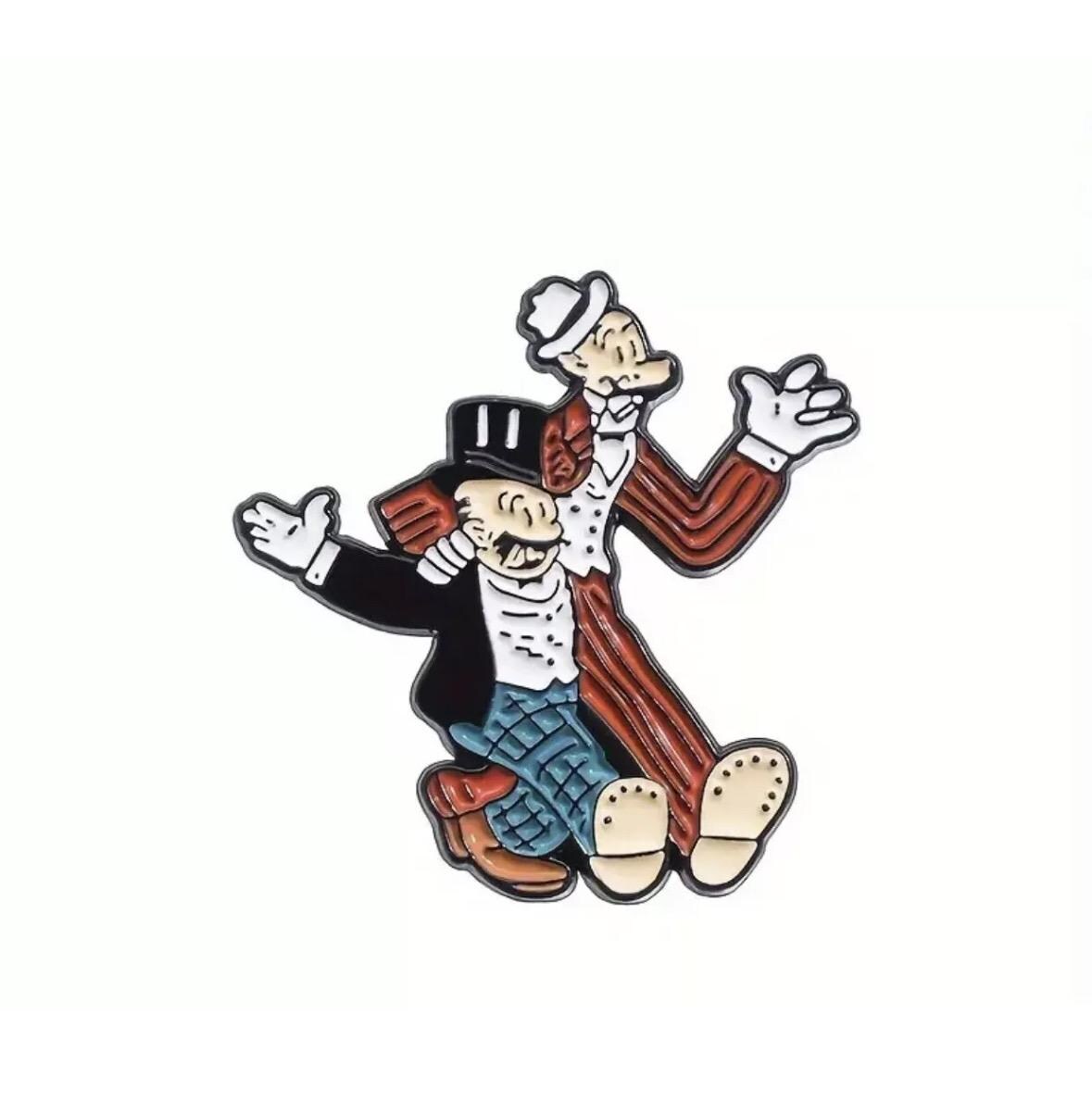 Mutt And Jeff Enemal Pin Metalowa Odznaka Broszka Postać z Kreskówki