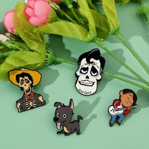 Coco Cartoon Characters Enamel Metal Pin Badge Brooch Gift Variation Skull Dog