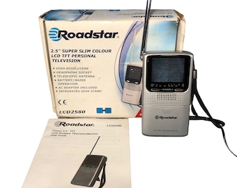 Roadstar LCD2580B 2.5 TFT LCD Colour Portable Tv AV in - Tested and Working