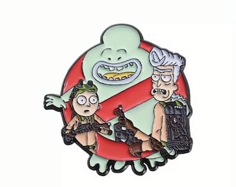 Rick i Morty Ghostbusters Mashup Cartoon Characters Emalia Pin Badge Prezent