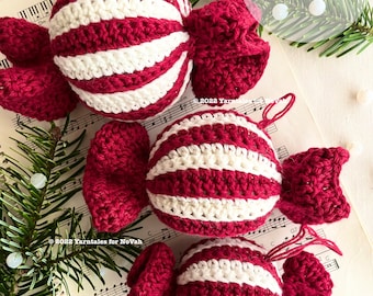 CROCHET PATTERN • Swirly Bauble No. 5 • 3 size Christmas ornament pattern