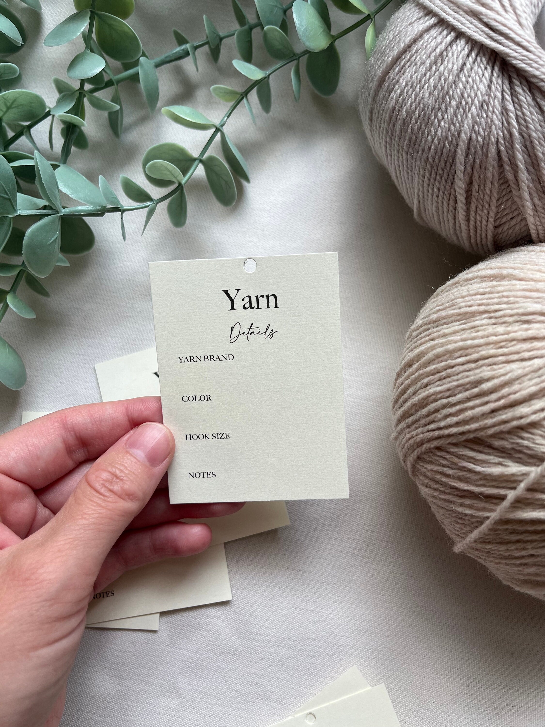 Yarn Details Printable PDF, US and DK Versions, Digital Download