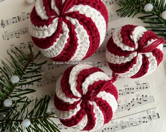 CROCHET PATTERN • Swirly Bauble No. 2 • 3 size Christmas ornament pattern