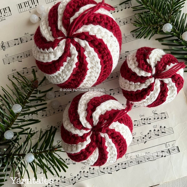 CROCHET PATTERN • Swirly Bauble No. 2 • 3 size Christmas ornament pattern