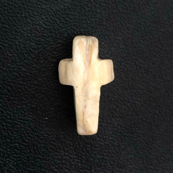 Hand Carved Bone Cross Pendant (Thick), Asian Carp bone carving, Religious/Christian/Catholic Gift, Jewelry making supply