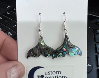 Handmade whale tail abalone earrings - sterling silver