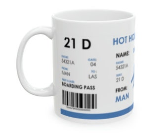 Personalised boarding pass mug