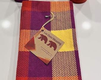 Block Plaid - "Dawn" Handwoven 100% Cotton Kitchen/Hand Towel