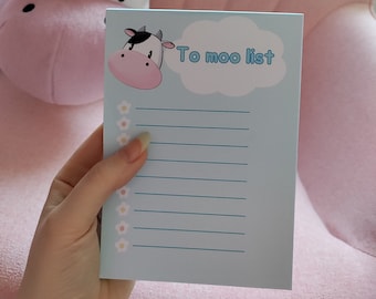 Kawaii cow tear away memo pad, cute gift, farming sim, cozy gaming
