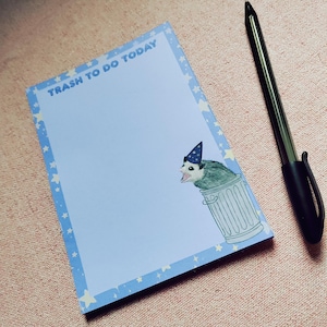 Opossum wizard notepad, cute gift, magic mage, fantasy, trash animals, to do list, planner paper sheets, cute stationary