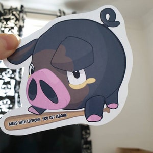 Pegatina de LECHONK, lindo cerdo chonky boi, violeta escarlata, pegatina de vinilo meme regalo