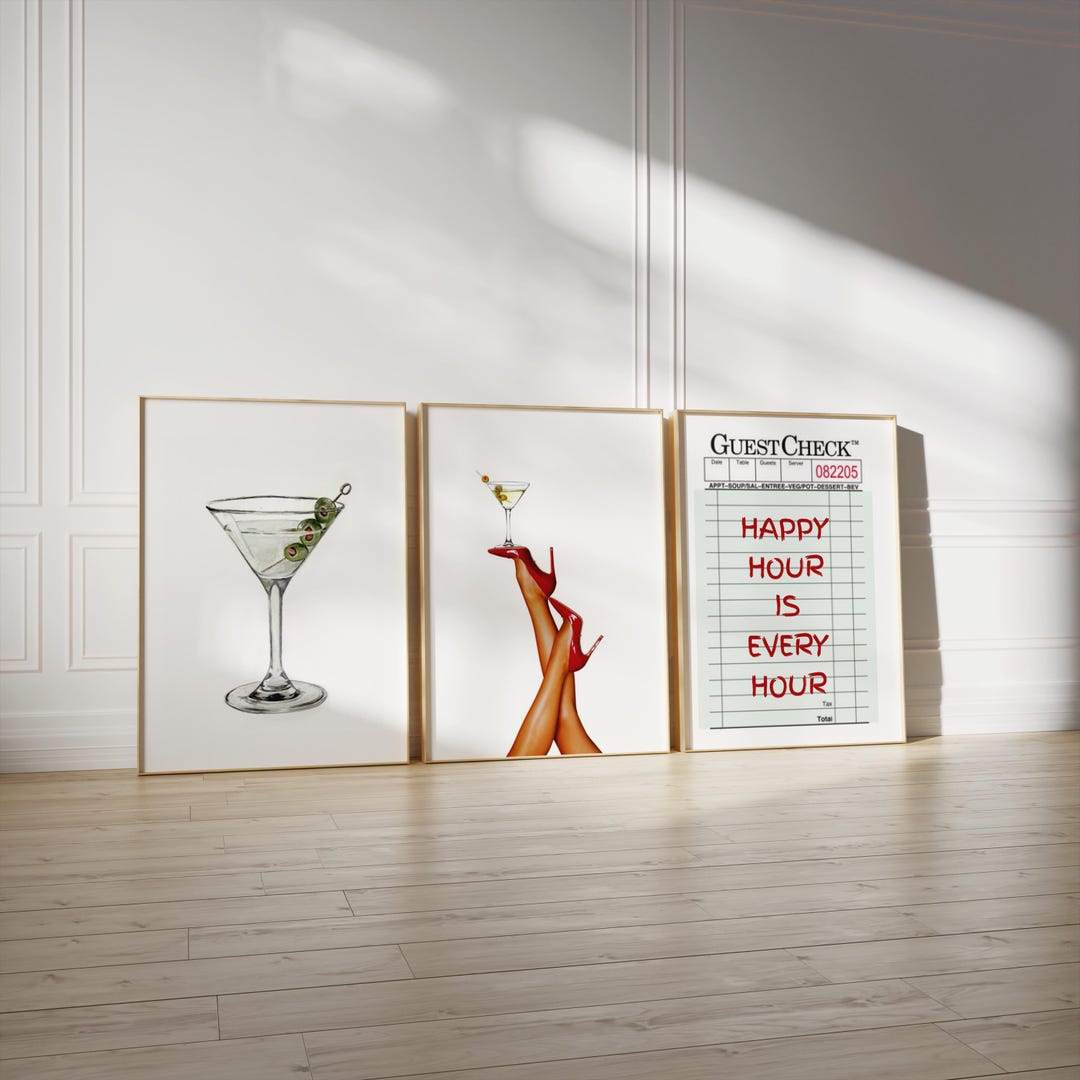 Martini Wall Prints, Cute Bar Cart Prints, Girly Bar Cart Signs ...