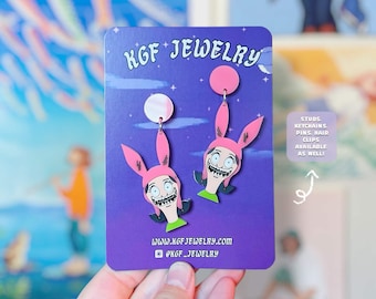 Nightmare Louise Handmade Acrylic Statement Earrings, Keychains, Pins, Hair Clips