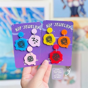 Tomo Life Bubbles-videogame Handgemaakte acryl statement oorbellen, sleutelhangers, spelden, haarspeldjes