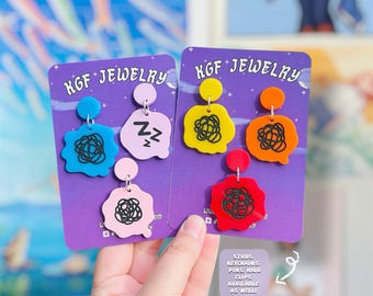 Jeu vidéo Bubbles de Tomo Life Boucles d'oreilles, porte-clés, épingles, pinces à cheveux en acrylique fait main