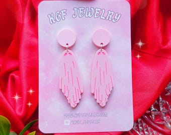 Pastel Ghosts Handmade Acrylic Dangle Statement Earrings