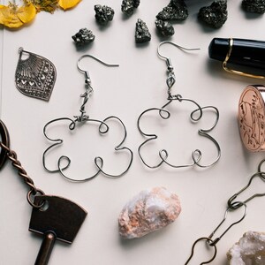 Handmade Silver Wire Cloud Earrings Fishhook Clasp