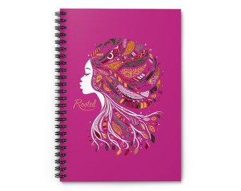 Cahier à spirale enraciné fuschia | Cadeau pour la fête des Mères | Journal unique | Conception d'impression africaine | Cadeau unique pour maman