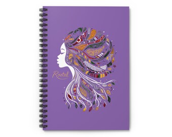 Quaderno a spirale con radici di lavanda/Regalo per la festa della mamma/Diario unico/Design con stampa africana/Regalo unico per la mamma