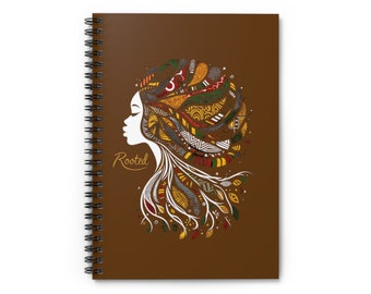 Cahier à spirales enraciné chocolat | Cadeau pour la fête des Mères | Journal unique | Conception d'impression africaine | Cadeau unique pour maman