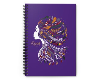 Quaderno a spirale con radici viola reale/regalo per la festa della mamma/diario unico/design con stampa africana/regalo unico per la mamma