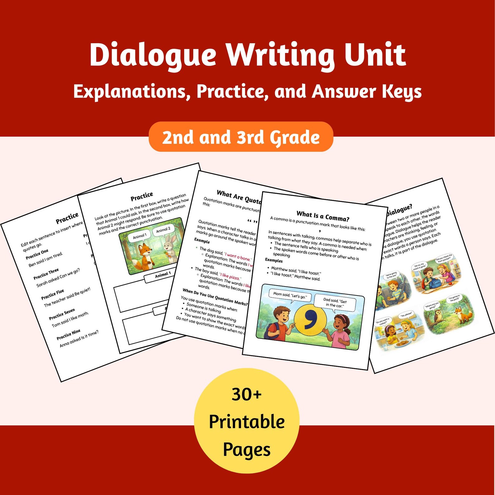 Dialogue Writing Worksheets | Quotation Marks and Commas Practice ...