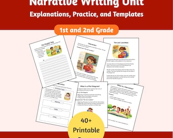 Narrative Writing Unit | Beginning Middle End Worksheets | Plot Diagram & Story Elements | 1st and 2nd Grade Writing