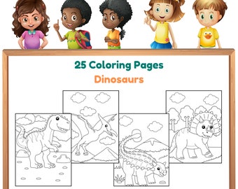 Digital Coloring Pages | Dinosaur Coloring Pages | Kids Coloring Pages | Printable Coloring Book | Kids Coloring Pages | Coloring Book