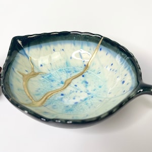 Kintsugi Kintsukuroi Keramikschale wabi sabi ( made in Japan ) ( handgemacht ) - blaue Brise