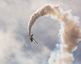 Vintage Biplane Photograph: Airshow Aviation Art, Canvas or Metal Print