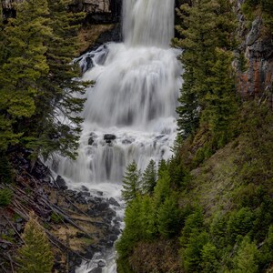 Cascata, Parco Nazionale di Yellowstone. Decorazione murale su tela, stampe su metallo, stampe su carta lucida. Fauna selvatica, fotografia paesaggistica. Acqua a cascata