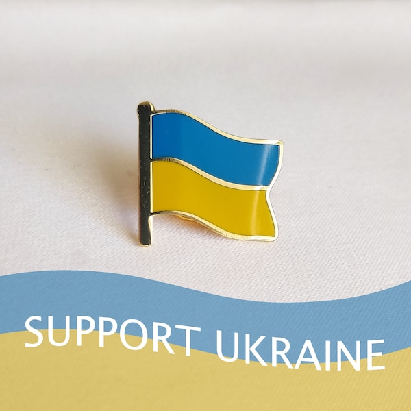 Soutenir Ukraine émail Pin | Je me tiens aux côtés de l’Ukraine, du drapeau ukrainien, de la Croix-Rouge Pour les dons