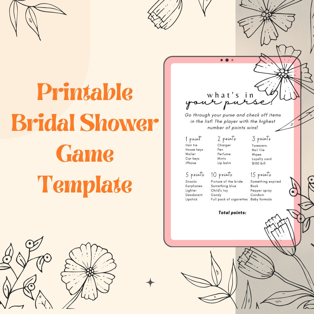 What's in Your Purse Bridal Shower Game, Bridal Shower Printable Games ...