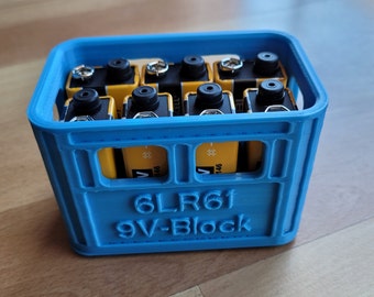 Caja de batería de caja de cerveza para baterías de bloque de 9 V, apilable - Archivo de impresión 3D stl digital