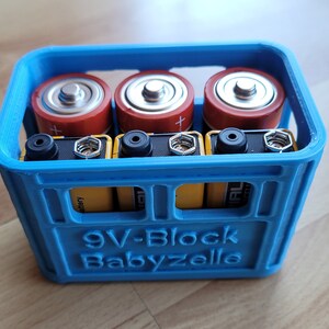 Scatola batteria per cassa di birra, blocco da 9 V + celle per neonati impilabili - file di stampa 3D digitale stl