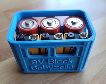Caja de batería de caja de cerveza bloque de 9 V + pilas de bebé apilables - Archivo de impresión 3D stl digital