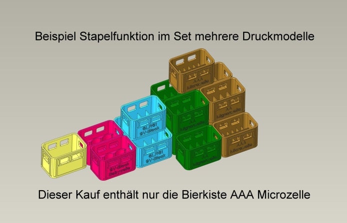 Bierkiste Batterie Box AAA Microzellen Stapelbar 3D Druckdatei digital .stl  - .de