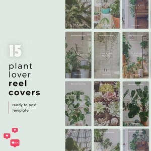 15 copertine di bobine Instagram per gli amanti delle piante / Modelli Canva Plant Mom / Nicchia di fiori e piante / Copertine di bobine estetiche Plantaholic