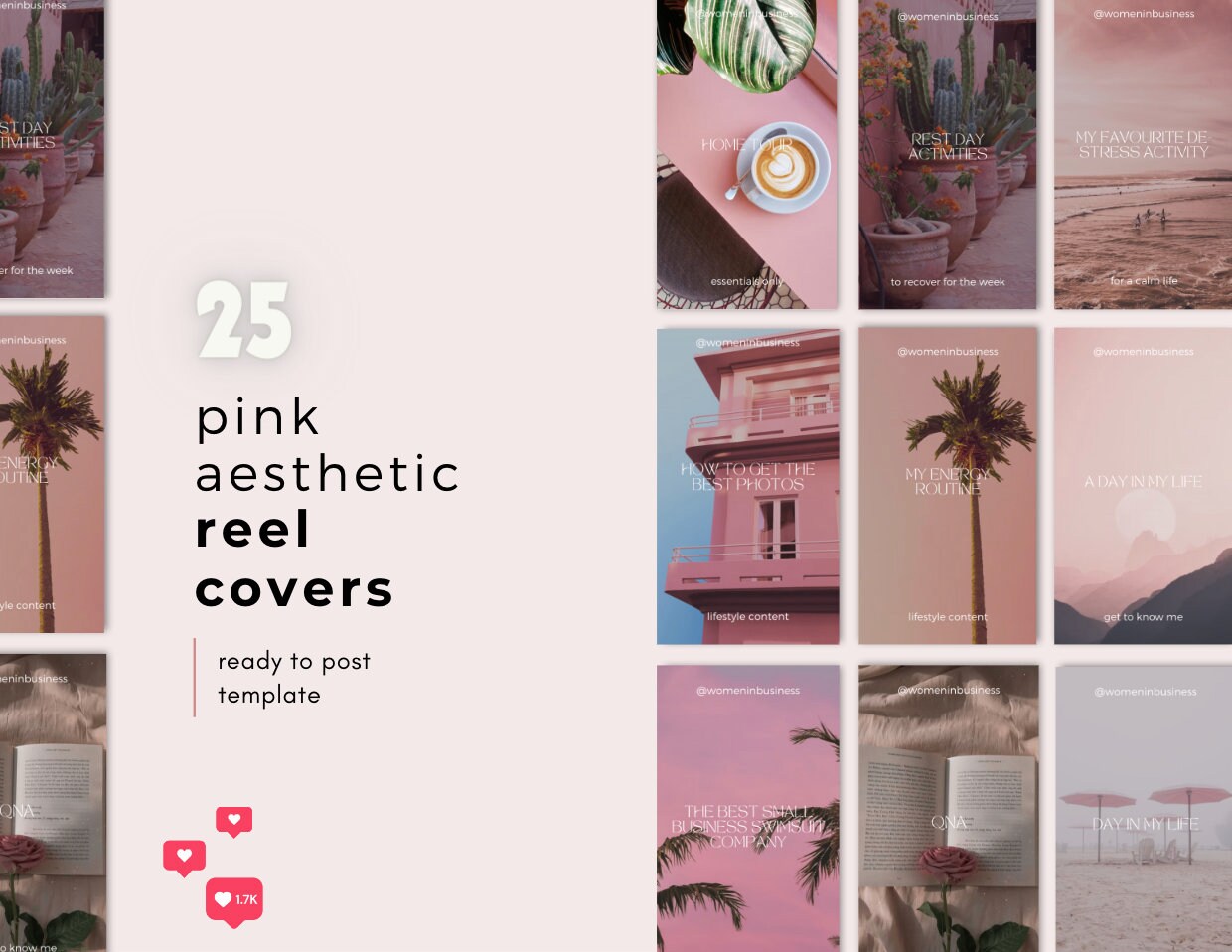 25 Instagram Pink Aesthetic Reel Covers Customizable Canva Templates  Digital Download Minimal, Pink, Trendy, Vlogger, Tiktok 