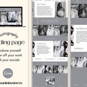 Portfólio de Fotografia | Design de site de fotografia de casamento | Modelo de página de destino para fotógrafos | Modelo de site fotográfico Canva