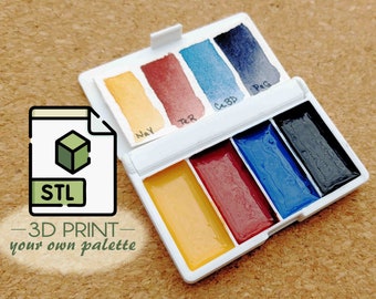 DIGITALE kleine Reise-Aquarellpalette - 3D Druck Ihrer eigenen!