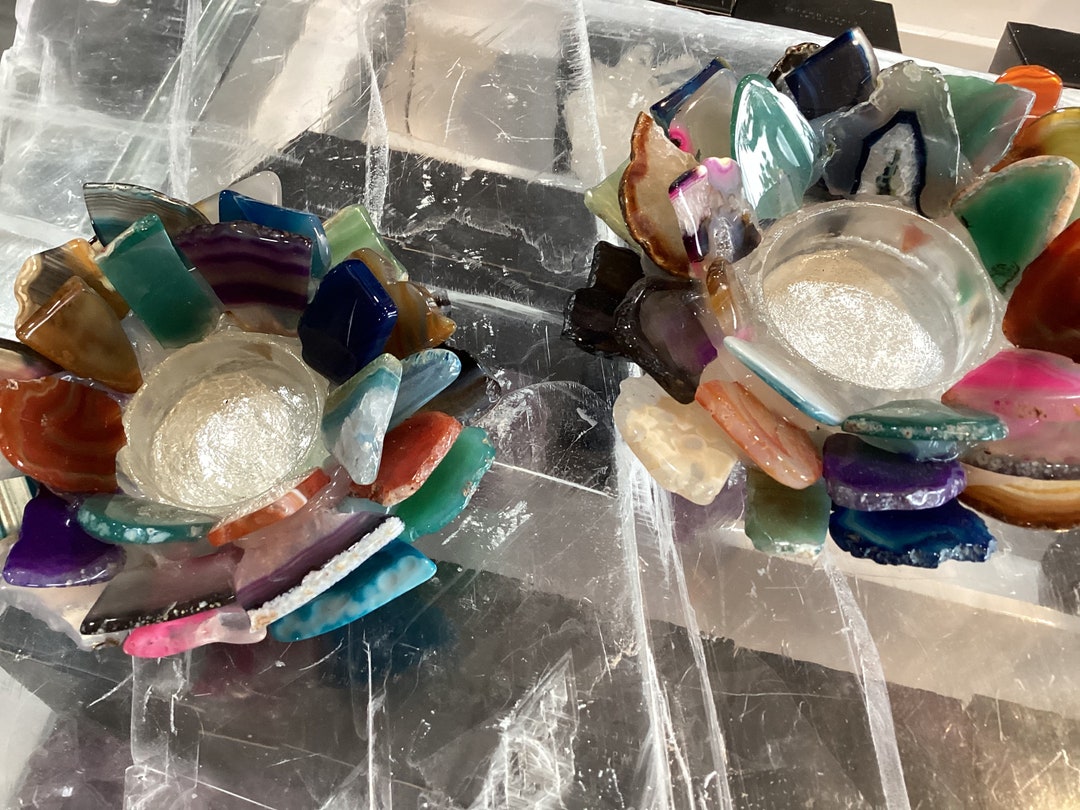 Agate Candle Holders Etsy