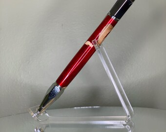 Chrome Vertex click pen with a Pinot Red California Grapevine body