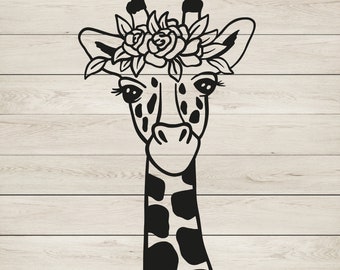 Floral Giraffe Decal, Customized Personalized Sticker