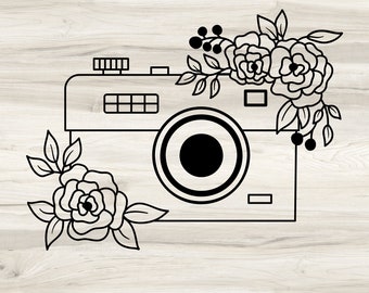 Floral Camera Decal, Photographer Car Decal, Customizable Vinyl Sticker