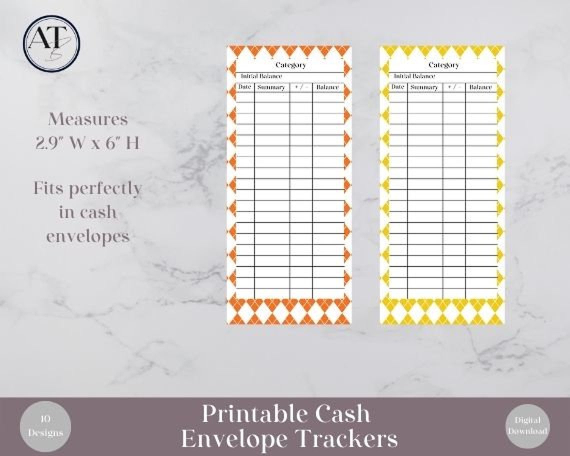 Printable Cash Envelope Trackers Digital Download Argyle - Etsy