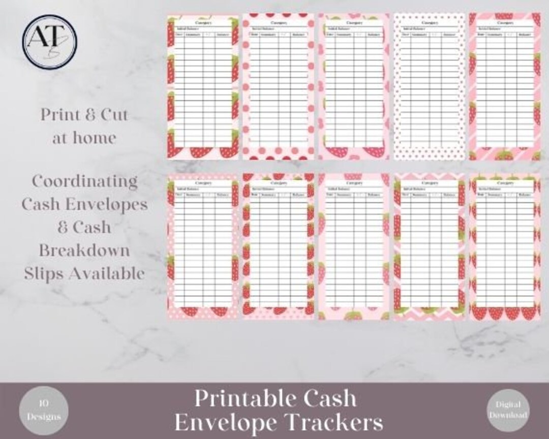 Printable Cash Envelope Trackers Digital Download Strawberry - Etsy
